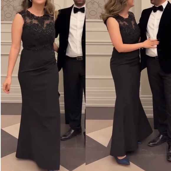 Black Formal Gown Maxi Dress Black Tie Cocktail Sheath With Oblique Size 6 - Picture 1 of 12